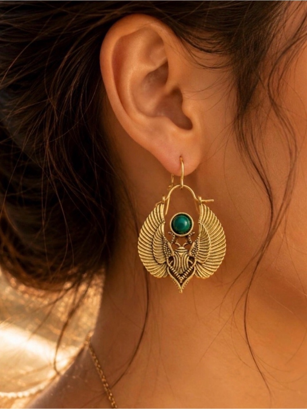 Gold Scarab Wing Earrings